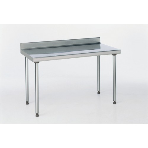 Table inox TS 15N démontable sur mesure à dosseret pieds ronds largeur 600 mm Table inox TS 15N démontable sur mesure à dosseret pieds ronds largeur 600 mm