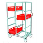 Chariot de transport en acier inoxydable pour 8 caisses EURO