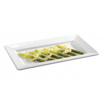 Plat blanc en mélamine, bords larges