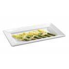 Plat blanc en mélamine, bords larges