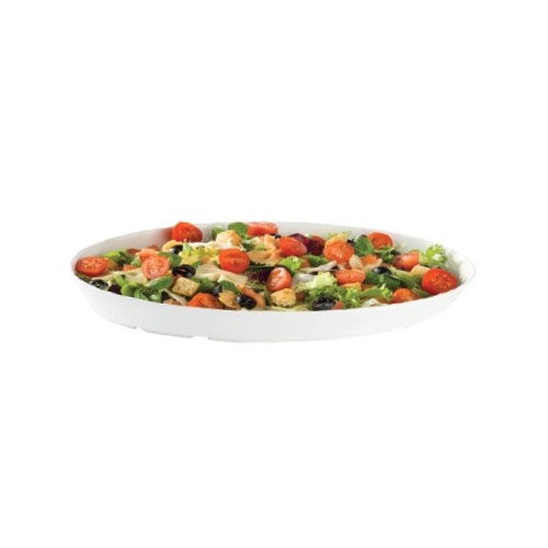 Plat creux ovale en mélanine, blanc avec pieds, hauteur 40 mm Plat creux ovale en mélanine, blanc avec pieds, hauteur 40 mm