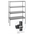 Rayonnage inox à plateaux pleins à 4 niveaux L 2065 X P 500 X H 1780