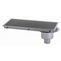 Siphon avec cuvette réglable inox 1000 x 250 mm sortie verticale décentrée Ø 100 mm