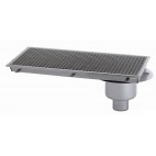 Siphon avec cuvette réglable, 800 x 400 mm, sortie verticale décentrée, Ø 100 mm