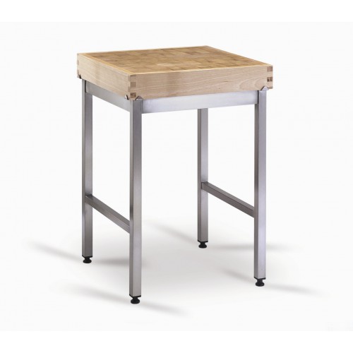 Billot bois pour surface de vente piétement soudé L 600 x l 600 mm Billot bois pour surface de vente piétement soudé L 600 x l 600 mm