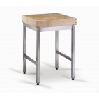 Billot bois pour surface de vente piétement soudé L 600 x l 600 mm