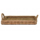 Plateau de présentation, osier marron rectangulaire avec 2 poignées, L 400 x P 250 mm