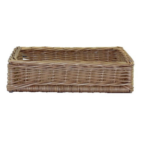 Corbeille présentation saucissons rectangulaire osier blanc L 300 x P 200 x H 100 mm