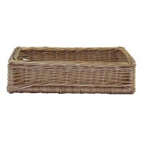 Corbeille présentation saucissons rectangulaire osier blanc L 300 x P 200 x H 100 mm