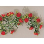 Guirlande pour vitrine, roses rouges, longueur 1850 mm