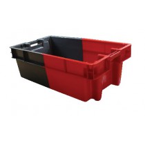 Bac long gerbable et emboîtable, rouge/gris, L 800 x P 450 x H 290 mm
