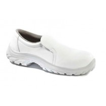 Mocassin blanc de sécurité en cuir, blanche