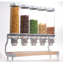 Distributeur d'aliments secs, gamme Deluxe Bols ajustables, 12.7 Kg, 5 bols x 5 L
