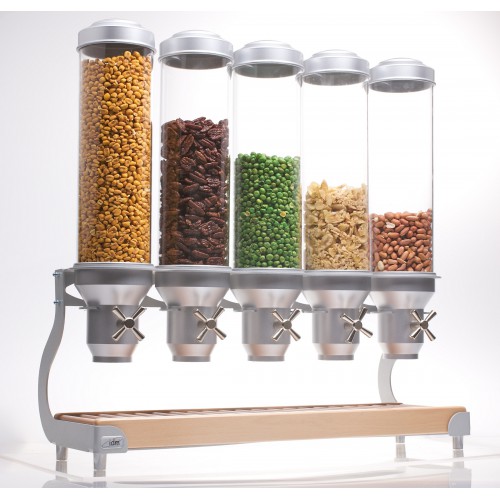 Distributeur d'aliments secs gamme Serveur pro plateau en bois 5 bols x 4,5 L Distributeur d'aliments secs gamme Serveur pro plateau en bois 5 bols x 4,5 L