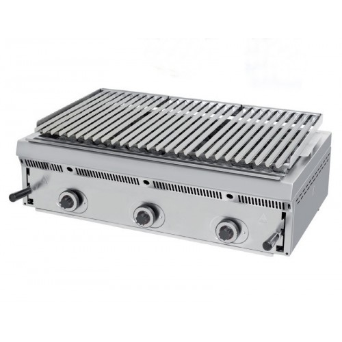 Grill à pierres de lave réglables, L 900 x P 550 x H 250 mm, 70 Kg