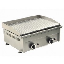 Plaque à hamburger à gaz rainurée en acier 2 brûleurs 6400W