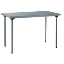 Table sur piétement en acier inoxydable, à dosseret, largeur 700 mm