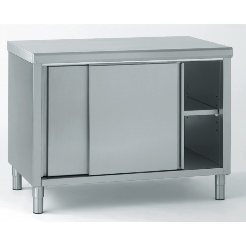 Meuble inox central porte coulissante avec caisse profondeur 660 mm Meuble inox central porte coulissante avec caisse profondeur 660 mm