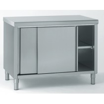 Meuble inox central avec porte coulissante, largeur 600 mm avec caisse profondeur 560 mm