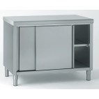 Meuble inox central avec porte coulissante, largeur 600 mm avec caisse profondeur 560 mm
