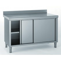 Meuble inox central avec porte coulissante, largeur 800 mm avec caisse profondeur 760 mm
