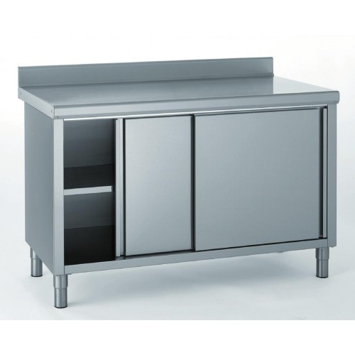 Meuble inox avec dosseret porte coulissante largeur 700 mm caisse 660 mm Meuble inox avec dosseret porte coulissante largeur 700 mm caisse 660 mm