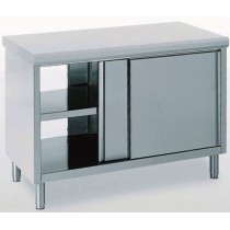 Meuble inox porte coulissante sur 2 faces, Largeur 600 mm