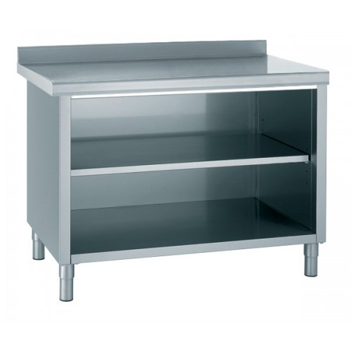 Meuble inox porte ouverte sur 1 face avec dosseret largeur 700 mm Meuble inox porte ouverte sur 1 face avec dosseret largeur 700 mm