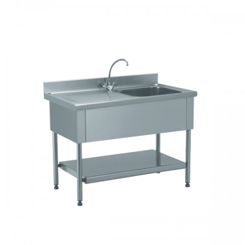 Plonge démontable avec étagère adossée 1 bac à droite 1 égouttoir à gauche L 1400 x l 700 x H 900 mm Plonge démontable avec étagère adossée 1 bac à droite 1 égouttoir à gauche L 1400 x l 700 x H 900 mm