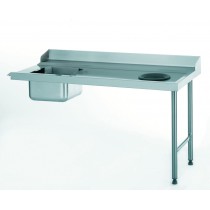 Table d'entrée avec bac et TVD, raccordable à gauche, largeur 760 mm