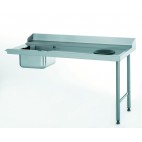 Table d'entrée standard avec bac et TVD raccordable à gauche largeur 760 mm