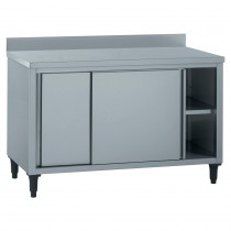 Meuble en acier inoxydable, porte coulissante, avec dosseret, largeur 700 mm