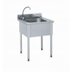 Plonge à batterie, acier inoxydable, adossée, 1 bac, L 950 x l 700 x H 900 mm
