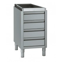 Meuble 1 tiroir à bouteilles + 1 tiroir avec bac GN 1/1 150 mm, sans dessus, longueur hors-tout 492 mm