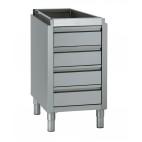 Meuble 1 tiroir à bouteilles + 1 tiroir avec bac GN 1/1 150 mm, sans dessus, longueur hors-tout 492 mm