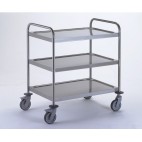 Chariot de service acier inoxydable avec 2 arceaux 3 plateaux de 800 x 530 mm,  livrés à plat