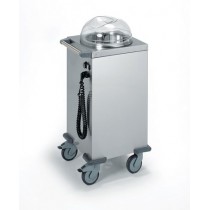 Chariot chauffant à assiette avec couvercle, en acier inoxydable, largeur 485 mm 