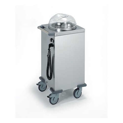 Chariot chauffant à assiette acier inoxydable avec couvercle largeur 485 mm 