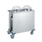 Chariot chauffant à 2 piles d’assiettes  acier inoxydable avec couvercle, largeur 520 mm 
