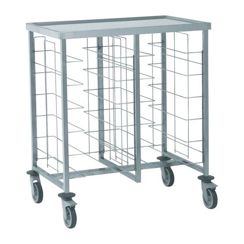 Chariot cafétéria acier inoxydable 2 x 6 niveaux avec tablette supérieure H 1040 mm Chariot cafétéria acier inoxydable 2 x 6 niveaux avec tablette supérieure H 1040 mm