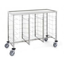 Chariot cafétéria 3 x 6 niveaux avec tablette supérieure, en acier inoxydable, hauteur 1040 mm