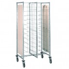 Chariot cafétéria 2 x 12 niveaux avec tablette supérieure, en acier inoxydable, hauteur 1790 mm