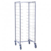 Chariot cafétéria 2 x 12 niveaux entrée sens longueur, en acier inoxydable, longueur 620 mm