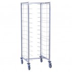 Chariot cafétéria 2 x 12 niveaux entrée sens longueur, en acier inoxydable, longueur 620 mm