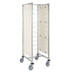 Chariot cafétéria 2 x 12 niveaux entrée sens longueur, en acier inoxydable, longueur 700 mm