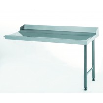 Table de glissement avec plage arrière et dosseret sur-mesure, acier inoxydable 4 pieds largeur 700 à 759 mm