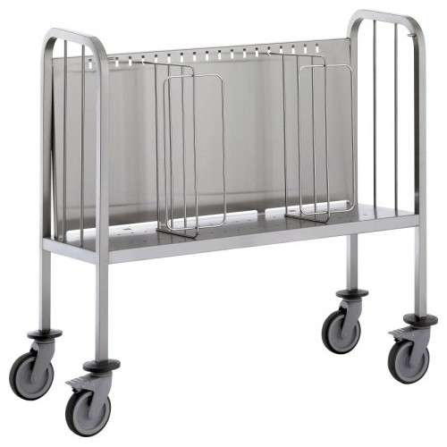 Chariot soudé acier inoxydable avec plate-forme rehaussée 200 assiettes H 1000 mm Chariot soudé acier inoxydable avec plate-forme rehaussée 200 assiettes H 1000 mm