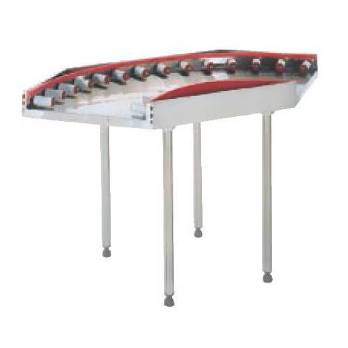 Table à rouleau avec plage et dosseret en virage à 90°, 4 pieds 1100 x 1100 mm Table à rouleau avec plage et dosseret en virage à 90°, 4 pieds 1100 x 1100 mm