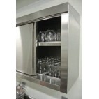 Armoire suspendue portes coulissantes inox, dessus penté L1600 x P 400 mm H 600 mm