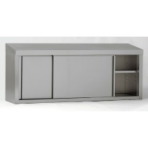 Armoire suspendue avec porte coulissante en acier inoxydable dessus incliné largeur 400 mm